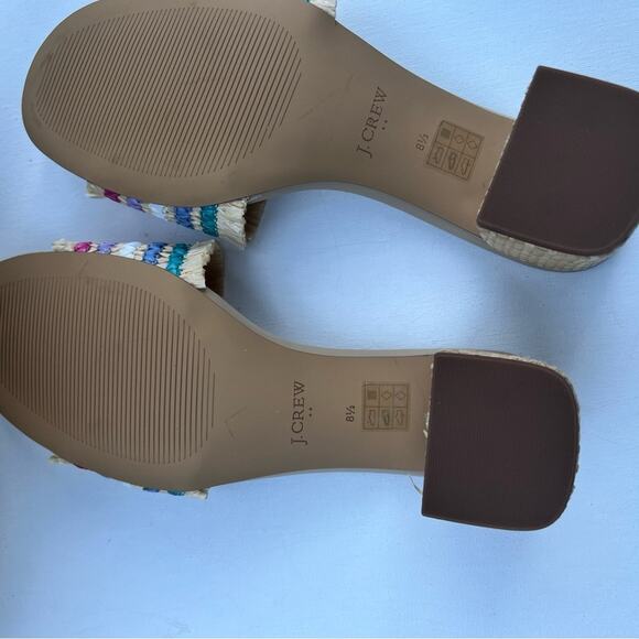 J.Crew Women’s  Classy Seasonal Style Woven Mule Raffia Rainbow Sandals Sz 8.5 - Picture 6 of 11